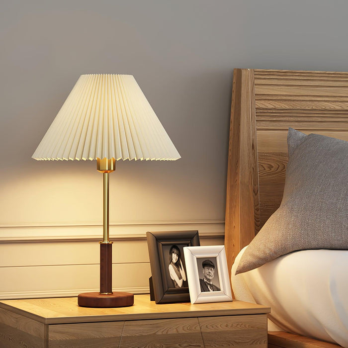 Pleated Walnut Table Lamp - DWHOME
