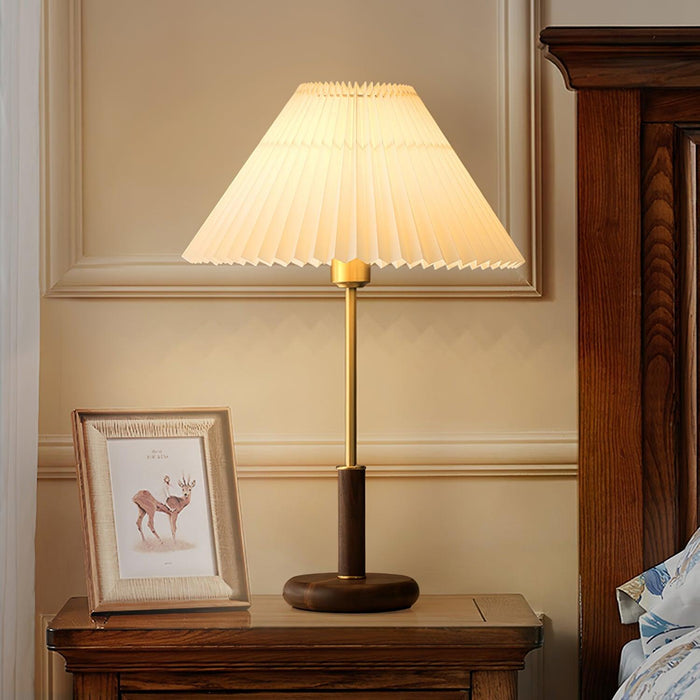 Pleated Walnut Table Lamp - DWHOME
