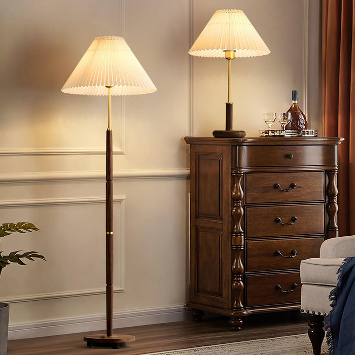 Pleated Walnut Table Lamp - DWHOME