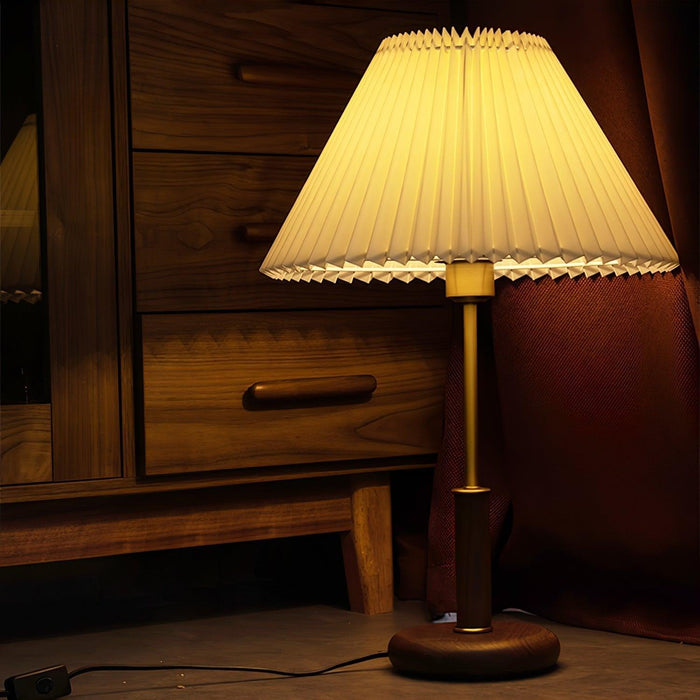 Pleated Walnut Table Lamp - DWHOME