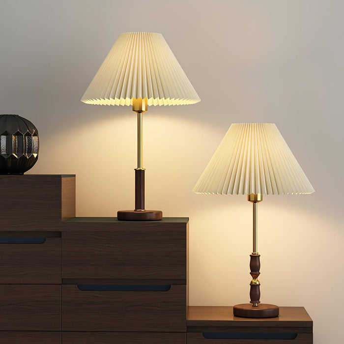 Pleated Walnut Table Lamp - DWHOME