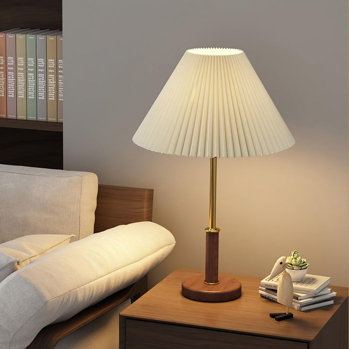 Pleated Walnut Table Lamp - DWHOME