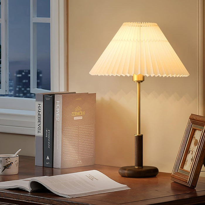 Pleated Walnut Table Lamp - DWHOME