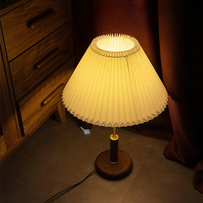 Pleated Walnut Table Lamp - DWHOME