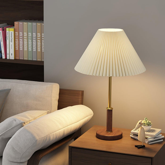 Pleated Walnut Table Lamp - DWHOME