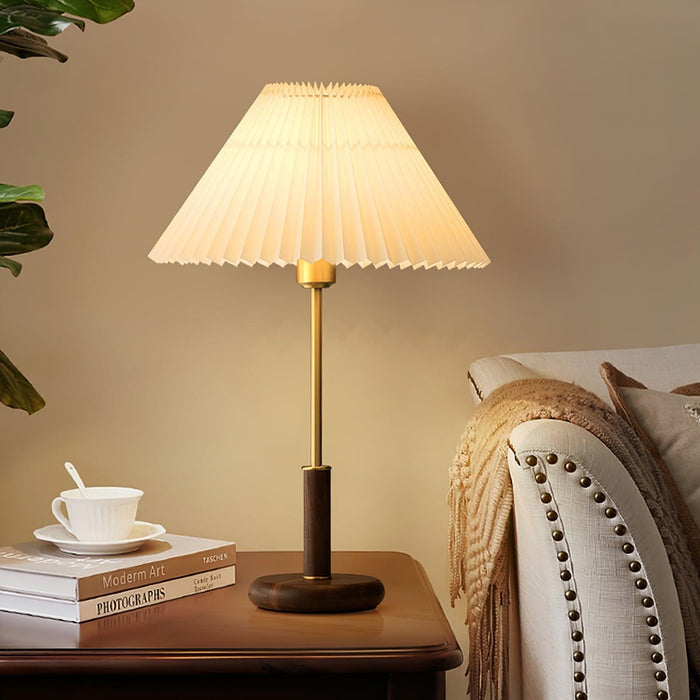 Pleated Walnut Table Lamp - DWHOME