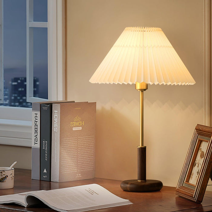 Pleated Walnut Table Lamp - DWHOME