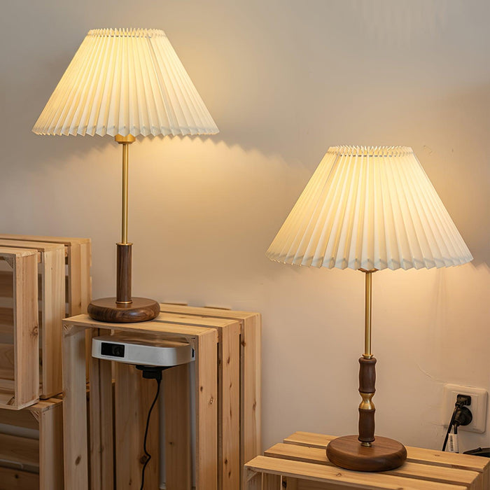 Pleated Walnut Table Lamp - DWHOME