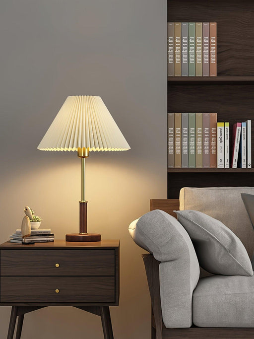 Pleated Walnut Table Lamp - DWHOME