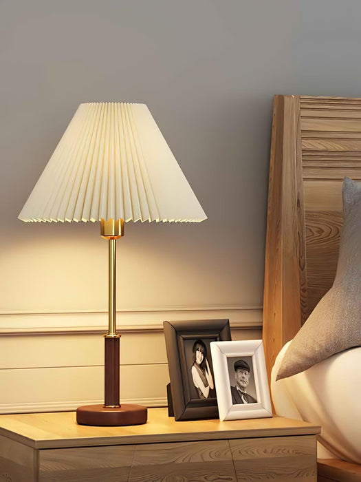 Pleated Walnut Table Lamp - DWHOME