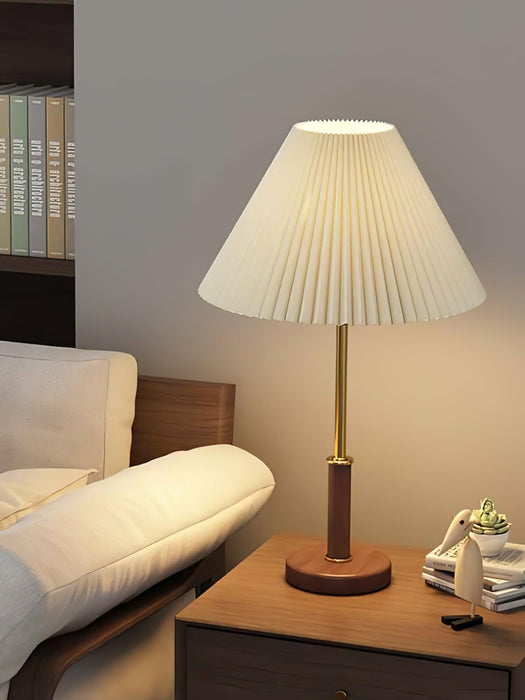 Pleated Walnut Table Lamp - DWHOME