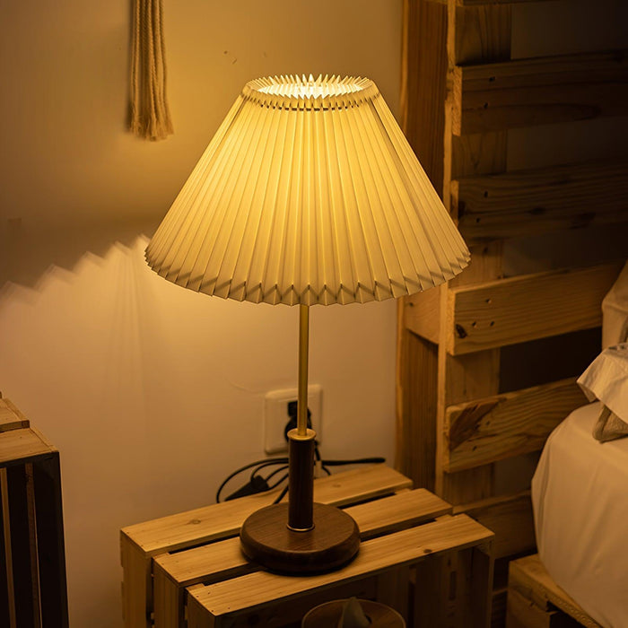Pleated Walnut Table Lamp - DWHOME