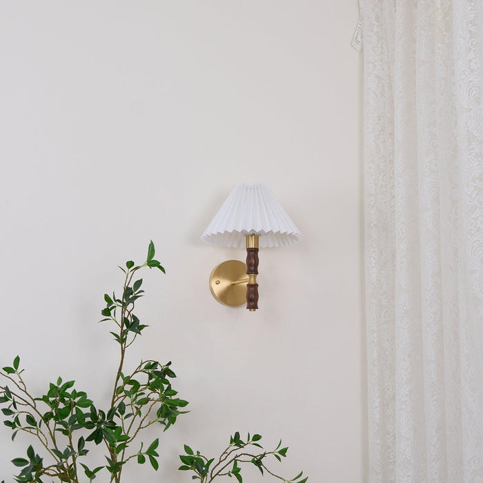 Pleated Walnut Wall Light-DWHOME