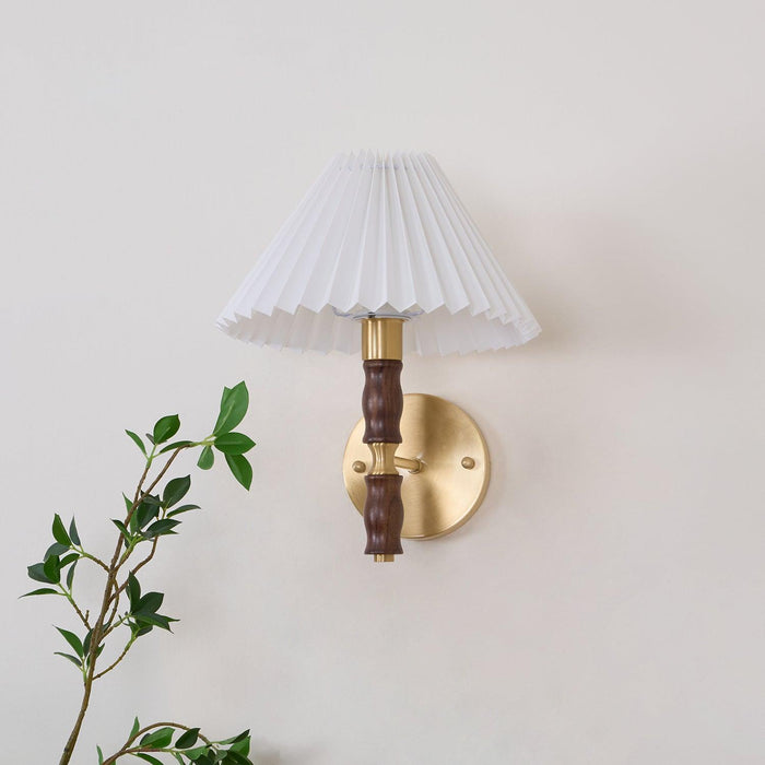 Pleated Walnut Wall Light-DWHOME