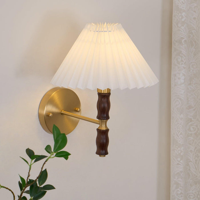 Pleated Walnut Wall Light-DWHOME
