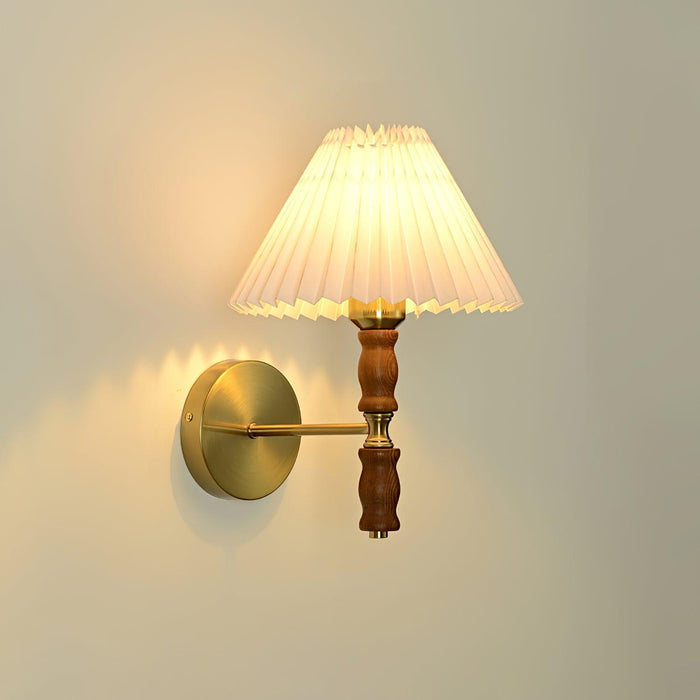 Pleated Walnut Wall Light-DWHOME