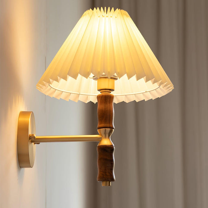 Pleated Walnut Wall Light-DWHOME