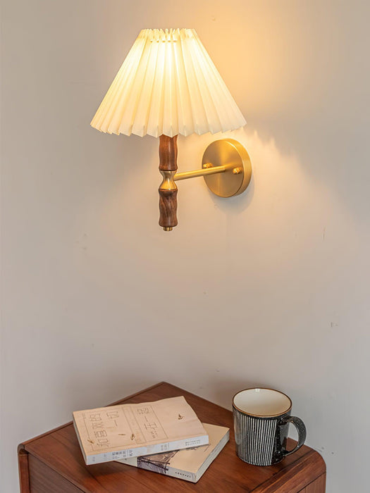 Pleated Walnut Wall Light-DWHOME