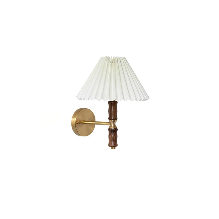Pleated Walnut Wall Light-DWHOME