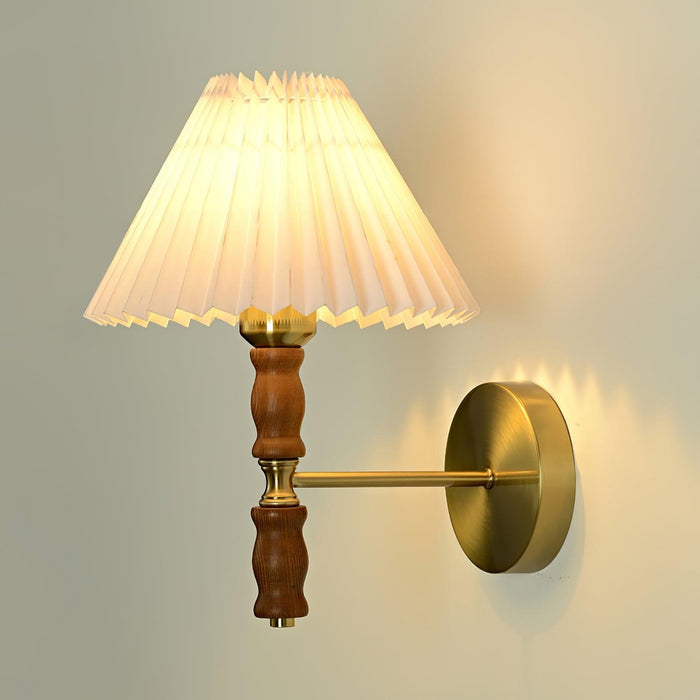 Pleated Walnut Wall Light-DWHOME