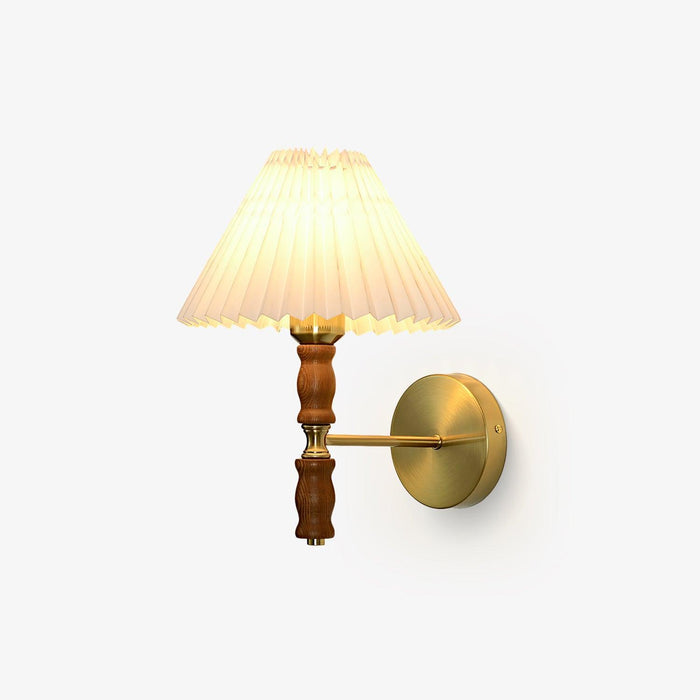 Pleated Walnut Wall Light-DWHOME