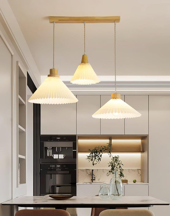 Pleated Wooden Pendant Light-DWHOME