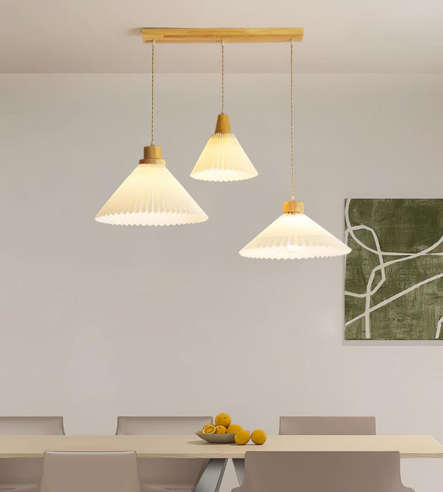 Pleated Wooden Pendant Light-DWHOME