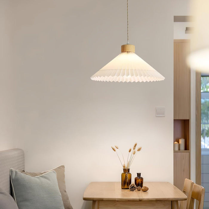 Pleated Wooden Pendant Light-DWHOME