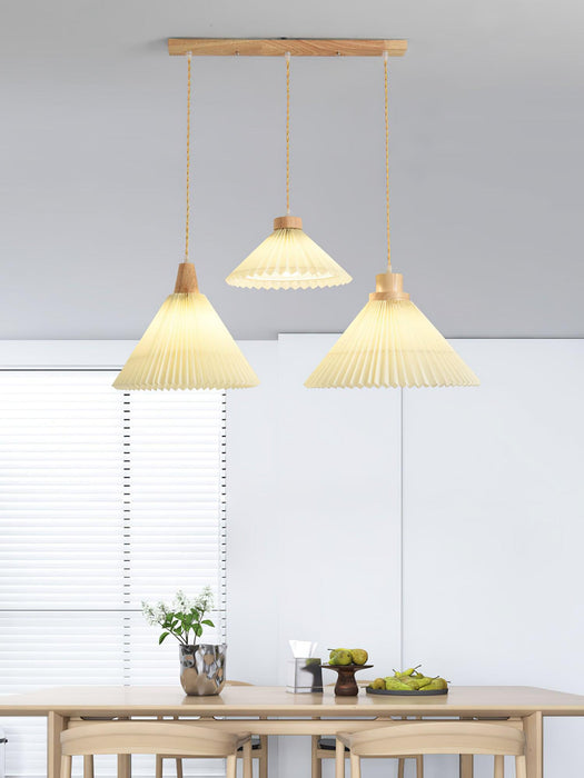 Pleated Wooden Pendant Light-DWHOME