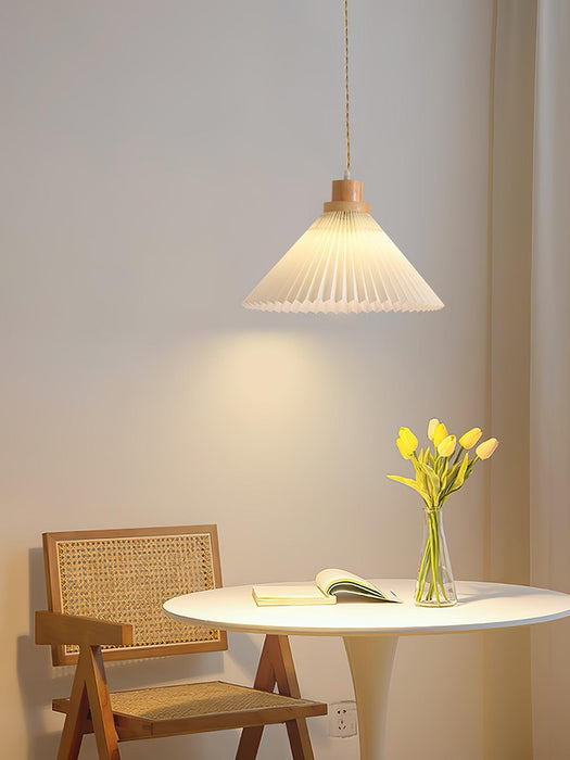 Pleated Wooden Pendant Light-DWHOME