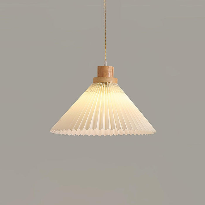 Pleated Wooden Pendant Light-DWHOME