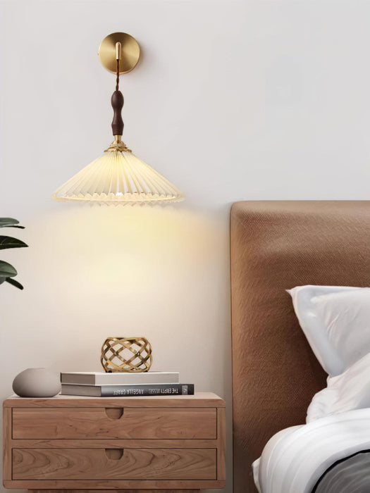 Pleated Wooden Wall Lamp-DWHOME