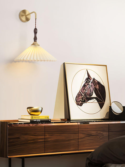 Pleated Wooden Wall Lamp-DWHOME