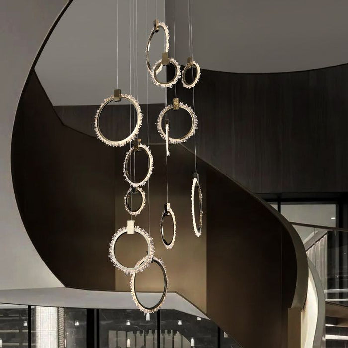 Primary Crystal 12 Rings Staircase Chandelier-DWHOME