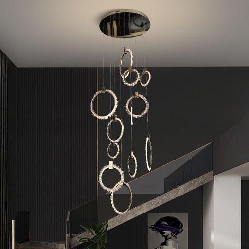 Primary Crystal 12 Rings Staircase Chandelier-DWHOME
