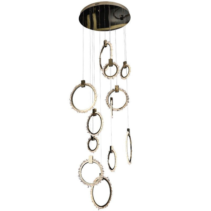 Primary Crystal 12 Rings Staircase Chandelier-DWHOME