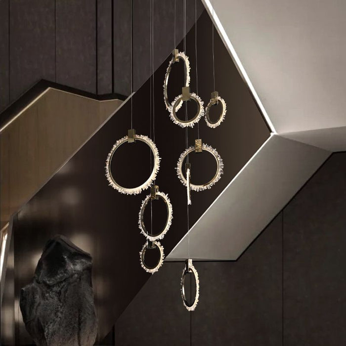 Primary Crystal 12 Rings Staircase Chandelier-DWHOME