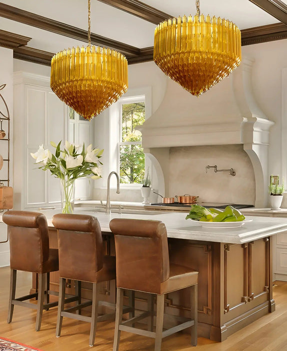 Prism Murano Amber Glass Chandelier-DWHOME