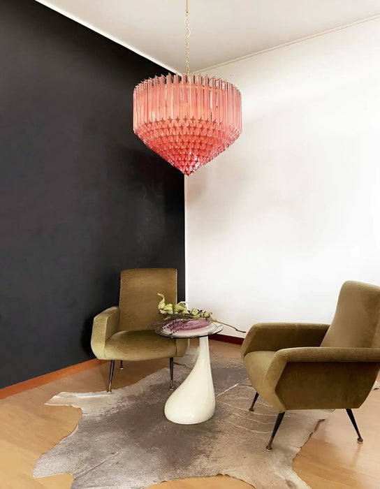Prism Murano Pink Glass Chandelier-DWHOME