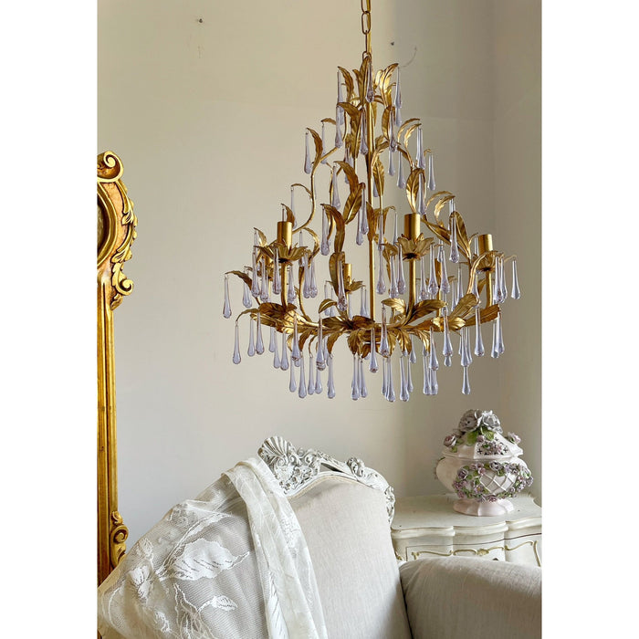 Purple Glass Birdcage Chandelier-DWHOME