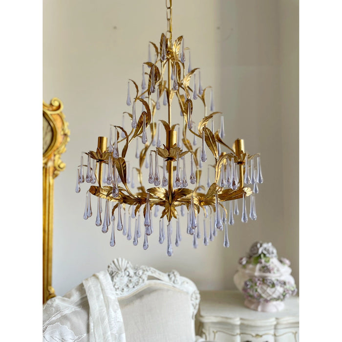 Purple Glass Birdcage Chandelier-DWHOME