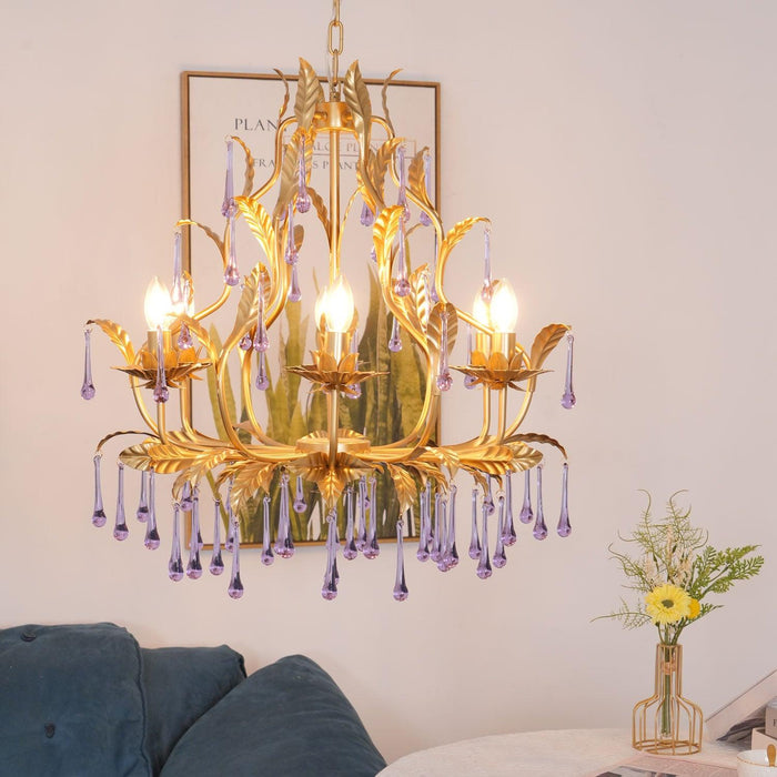 Purple Glass Birdcage Chandelier-DWHOME