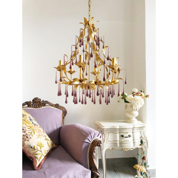 Purple Glass Birdcage Chandelier-DWHOME