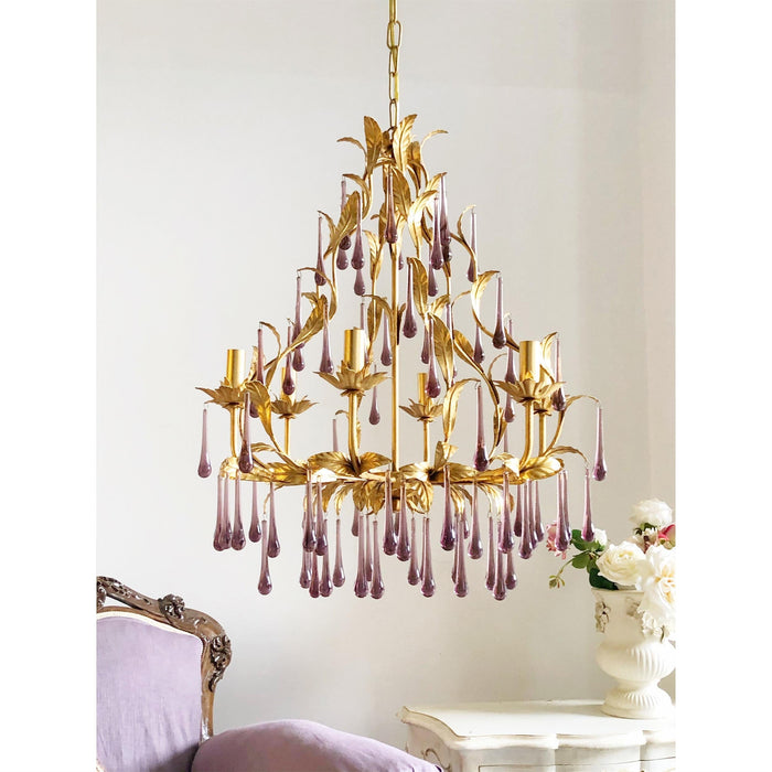 Purple Glass Birdcage Chandelier-DWHOME