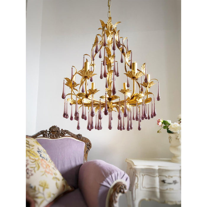 Purple Glass Birdcage Chandelier-DWHOME