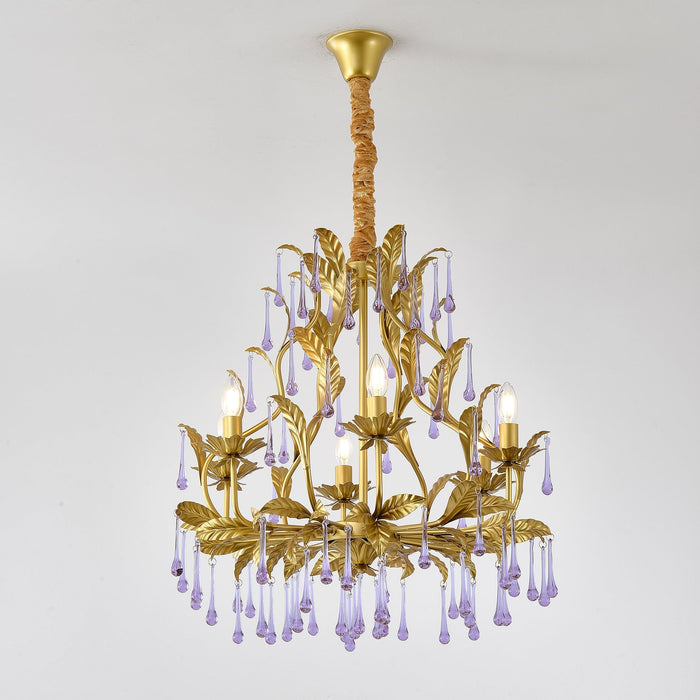 Purple Glass Birdcage Chandelier-DWHOME