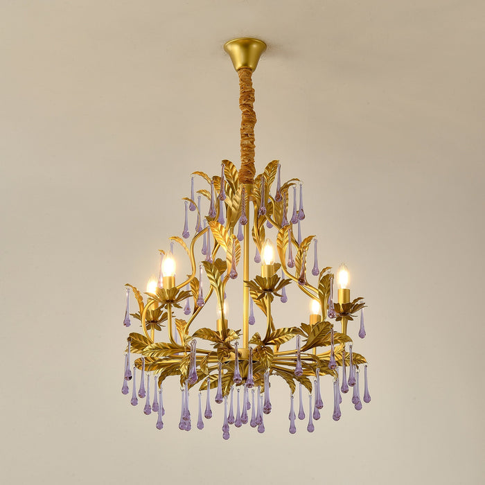 Purple Glass Birdcage Chandelier-DWHOME