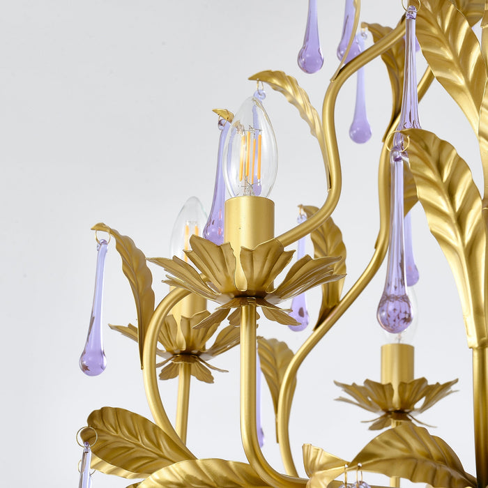Purple Glass Birdcage Chandelier-DWHOME
