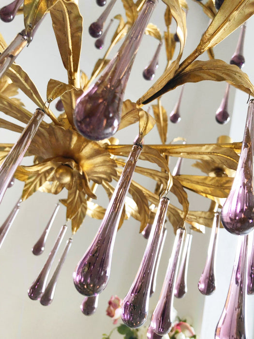 Purple Glass Birdcage Chandelier-DWHOME