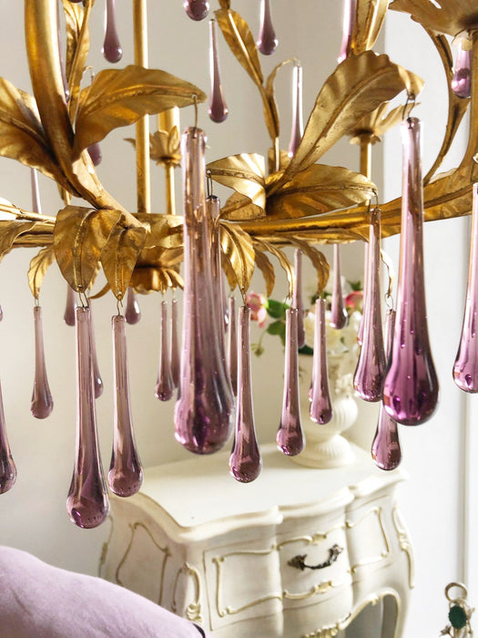 Purple Glass Birdcage Chandelier-DWHOME